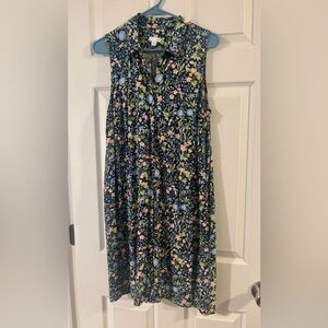 J. Jill Navy Floral Button-up Dress size M